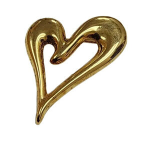 Vintage Monet Heart Brooch Pin Gold Tone